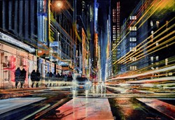 City Lights by Ziv Cooper - Original Painting on Box Canvas sized 25x17 inches. Available from Whitewall Galleries